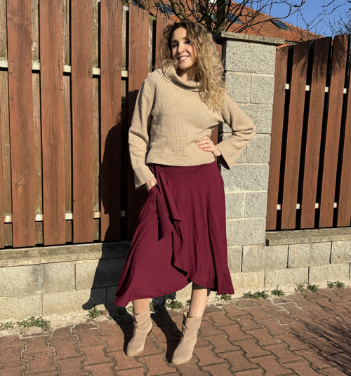 Zavinovací sukně vínová — foto 5