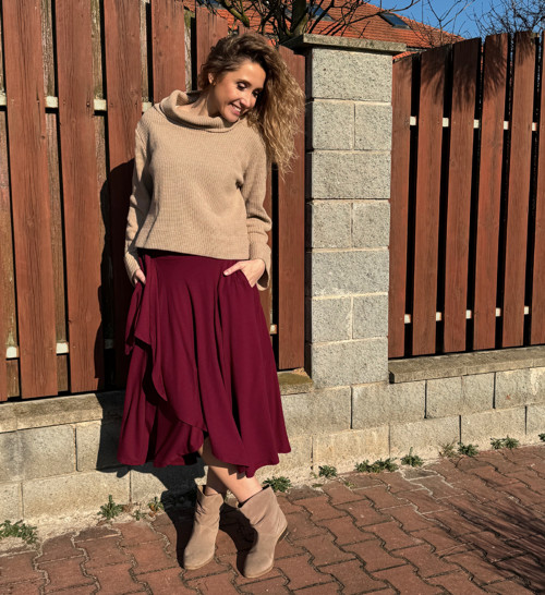 Zavinovací sukně vínová — foto 3