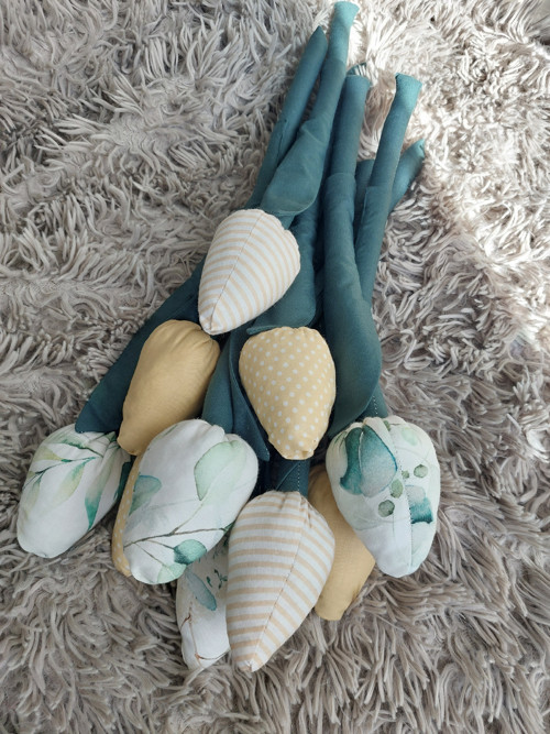 Set - eucalyptus a béžový proužek na bílé — foto 5