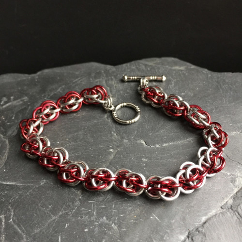 Kroužkované uzlíky silver with red — foto 3