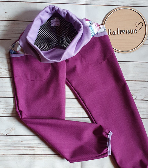 Jarní/podzimní softshell kalhoty fialová/květ — foto 3