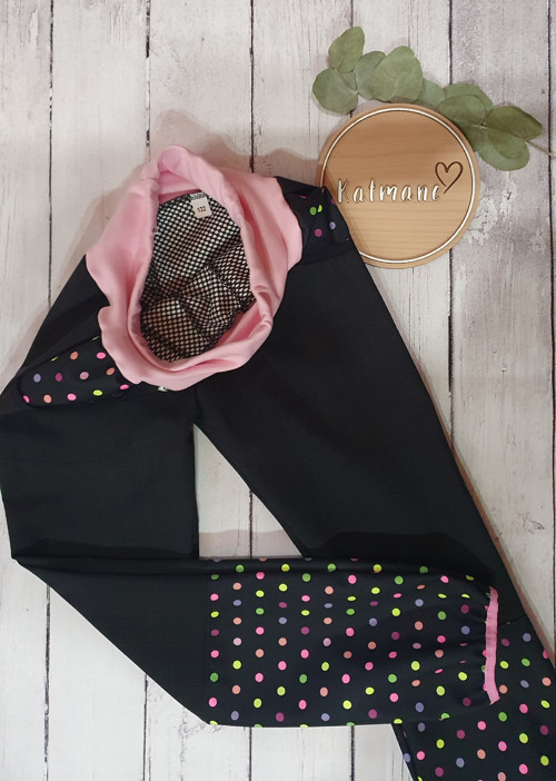 Jarní/podzimní softshell kalhoty černá/puntík — foto 3