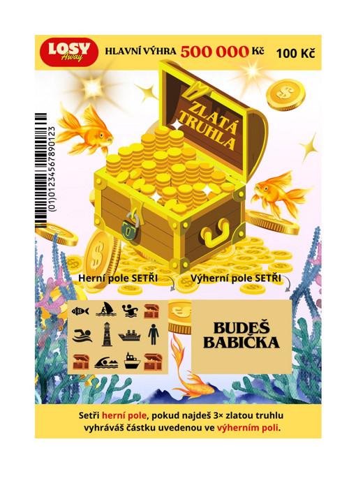 Stírací los" BUDEŠ BABIČKA " — foto 4