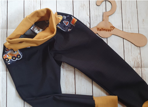 Jarní/podzimní softshell kalhoty černá/stroje — foto 3