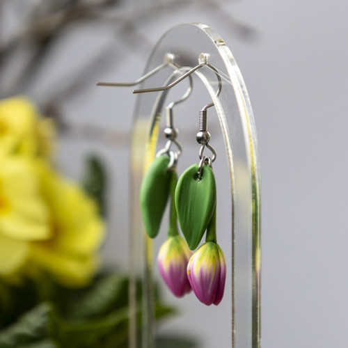 Náušnice - růžové tulipány — foto 4