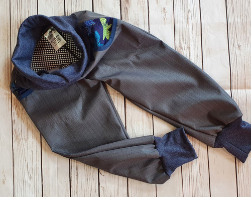 Jarní/podzimní softshell kalhoty šedá/ryby — foto 2