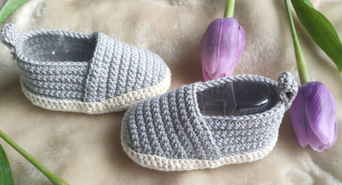 Háčkované botičky / espadrilky šedé — foto 4