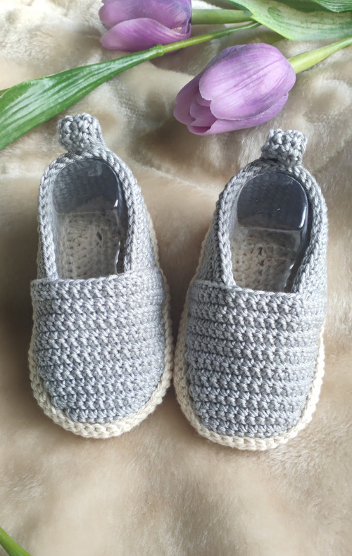 Háčkované botičky / espadrilky šedé — foto 2