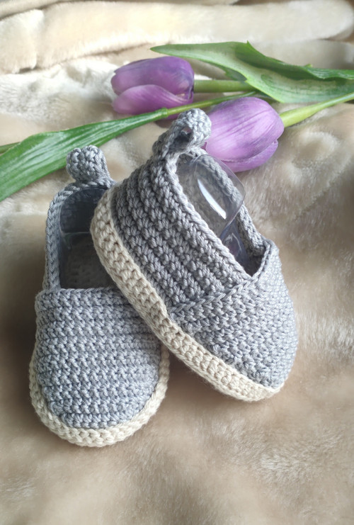 Háčkované botičky / espadrilky šedé — foto 3
