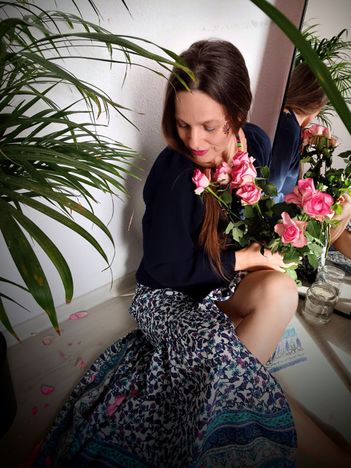 Boho Sukně S Bordurou Modrá — foto 5