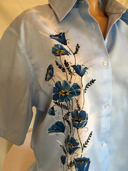 Modrá halenka s květy, 2XL — foto 2
