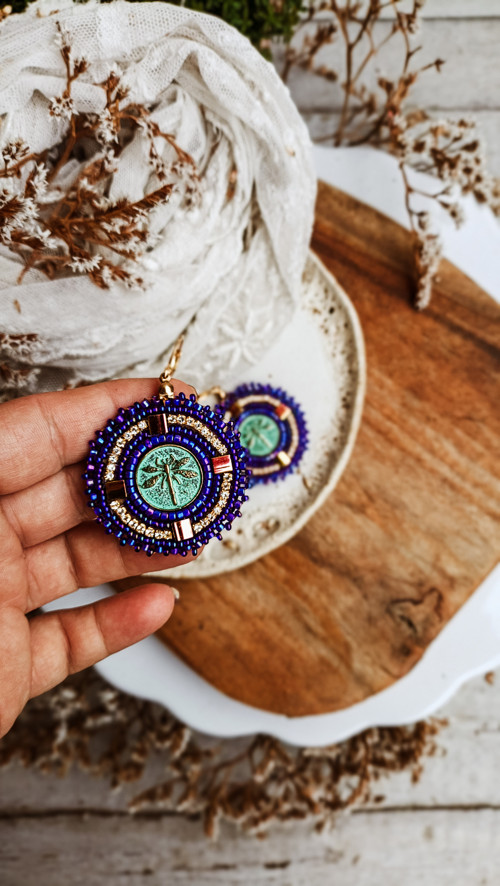 Madaba earrings n.32 - vyšívané náušnice — foto 3