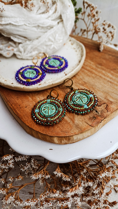 Madaba earrings n.32 - vyšívané náušnice — foto 5