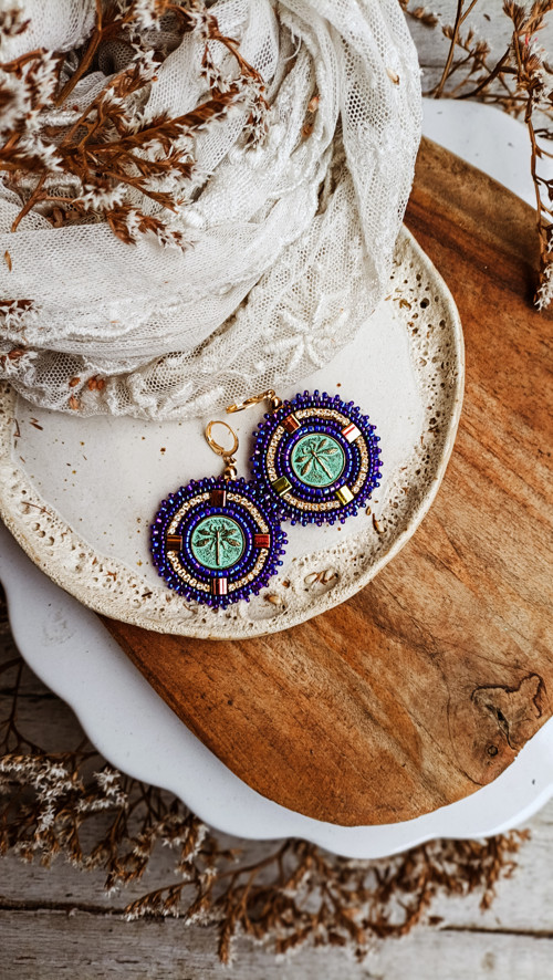 Madaba earrings n.32 - vyšívané náušnice — foto 2