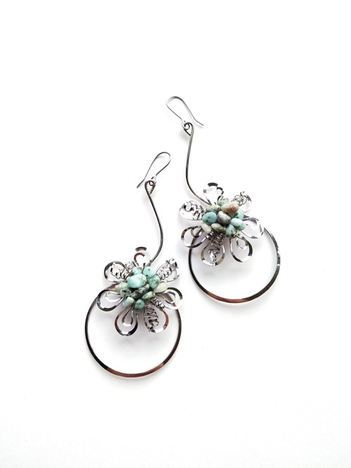 Náušnice "Infinity Mind", larimar — foto 2