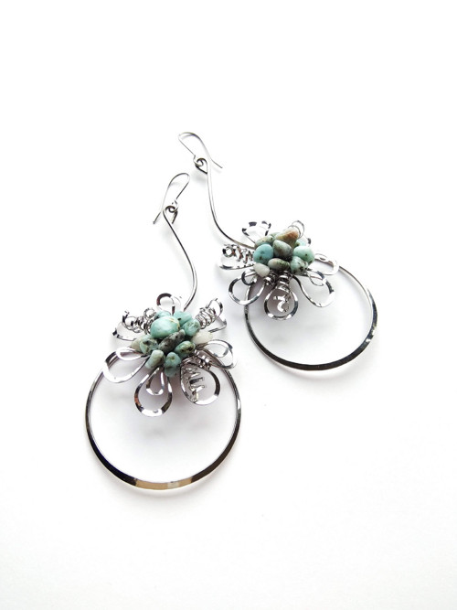 Náušnice "Infinity Mind", larimar — foto 3
