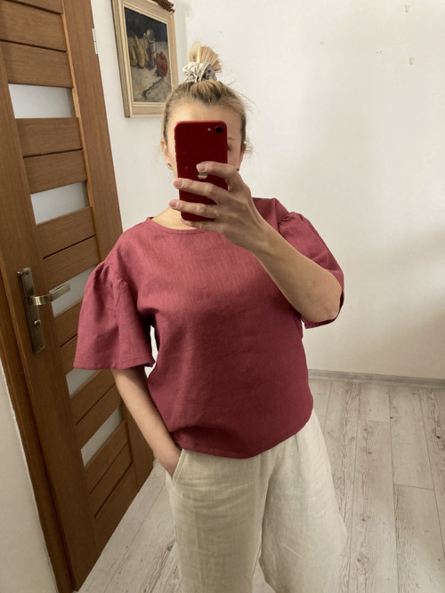 ĽAN-ový TOP/Blúza s krátkym rukávom / RASPBERRY/ — foto 4