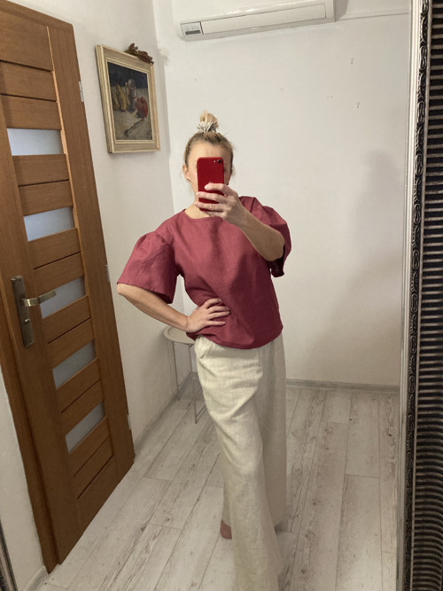 ĽAN-ový TOP/Blúza s krátkym rukávom / RASPBERRY/ — foto 3