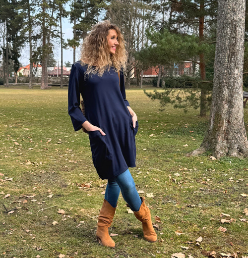 Modré balónové šaty krátké — foto 5
