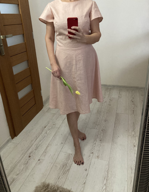 SKLADOM -Ľanové šaty do A / light ROSE/ — foto 3