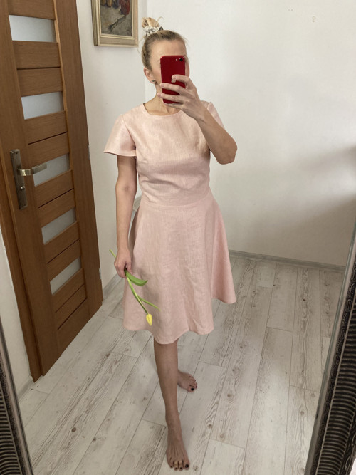 SKLADOM -Ľanové šaty do A / light ROSE/ — foto 4