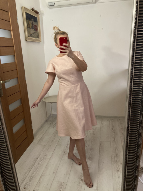 SKLADOM -Ľanové šaty do A / light ROSE/ — foto 2