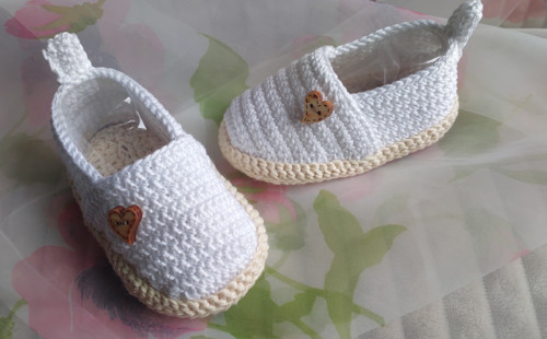 Háčkované botičky / espadrilky bílé — foto 3
