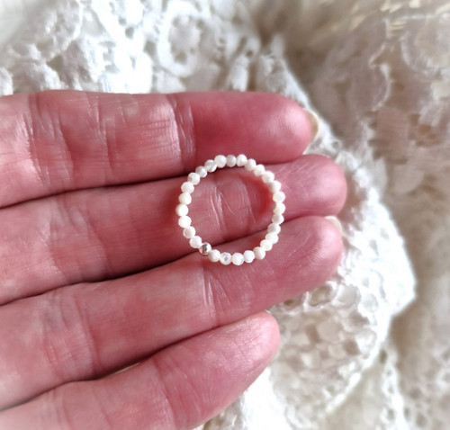 Nejjemnější broušená perleť*Ag*0,2cm*prsten — foto 3