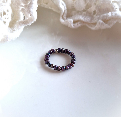 Prsten*přírodní perly*tmavé*0,3 cm — foto 2