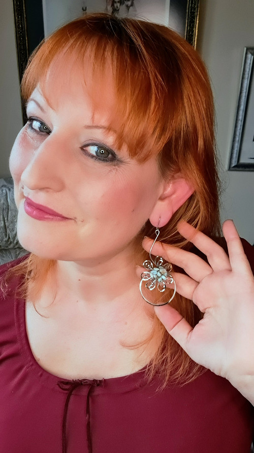 Náušnice "Infinity Mind", larimar — foto 6