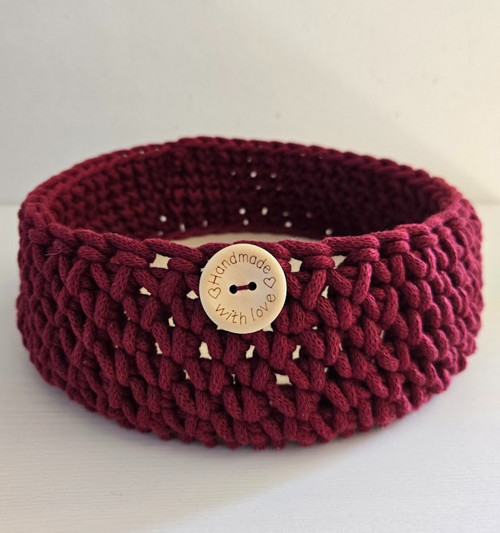 Ručně háčkovaný košík z macramé + dno — foto 5