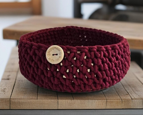 Ručně háčkovaný košík z macramé + dno — foto 4