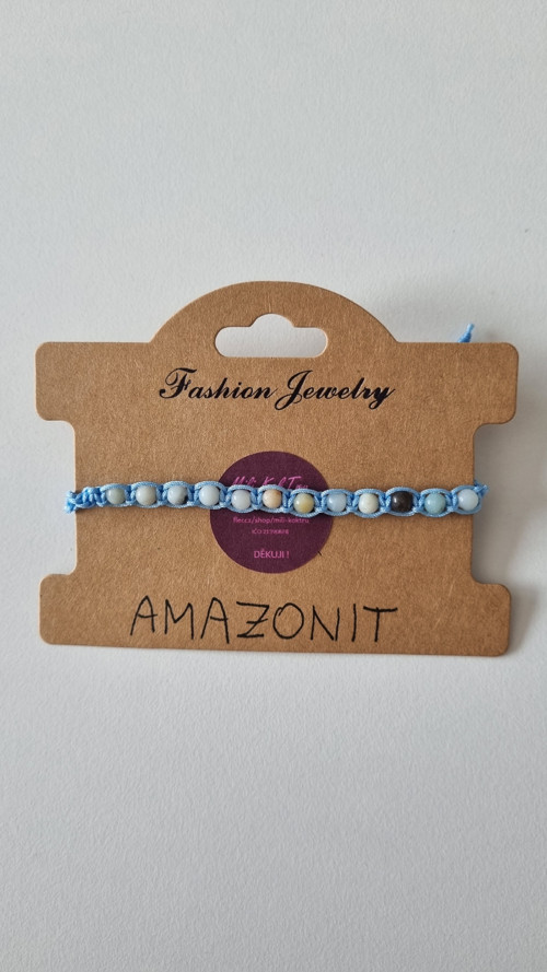 Shamballa náramek – bledě modrá šňůra & amazonit — foto 2