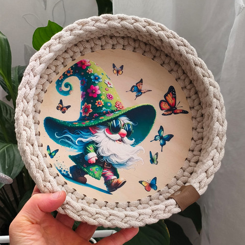 Háčkovaný košíček Trpaslíček štramák 20cm — foto 4