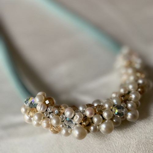 Pošité lano – baby blue & perly — foto 3