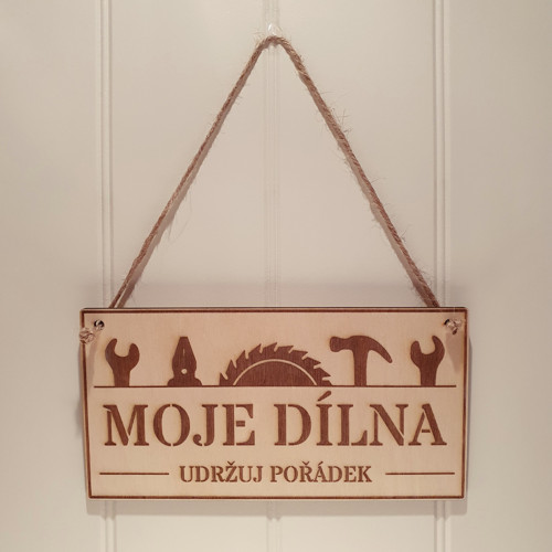 Dřevěná cedulka Moje dílna — foto 2