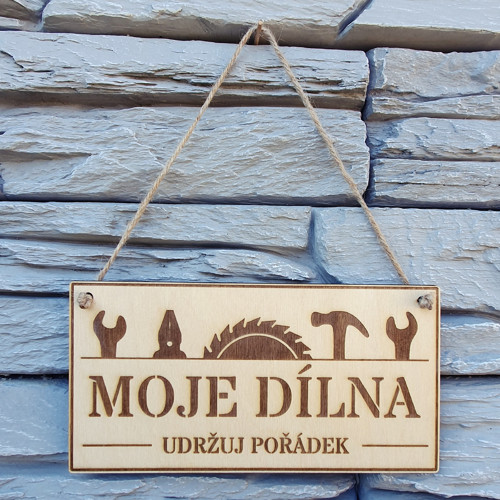 Dřevěná cedulka Moje dílna — foto 3