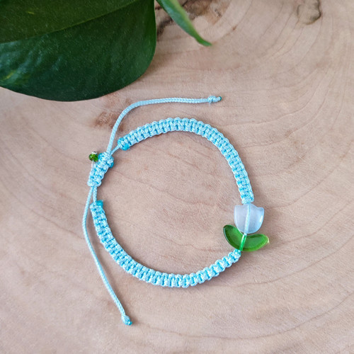 Shamballa náramek s tulipánem - modrý — foto 2