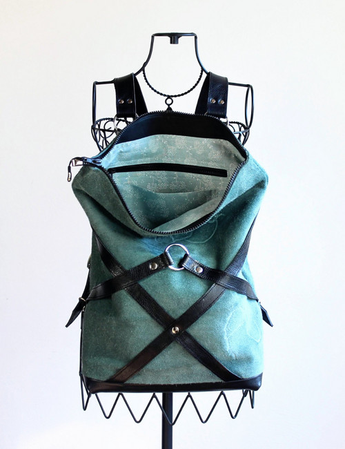Kožený ruksak Teal&Black — foto 5