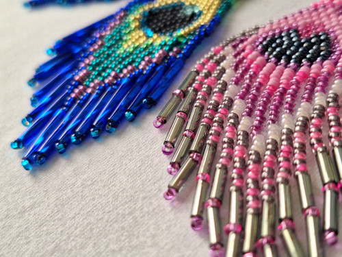 Peacock Feather Beaded Earrings — foto 3