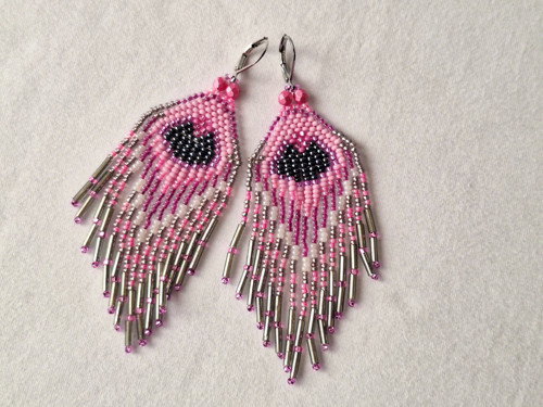 Peacock Feather Beaded Earrings — foto 4