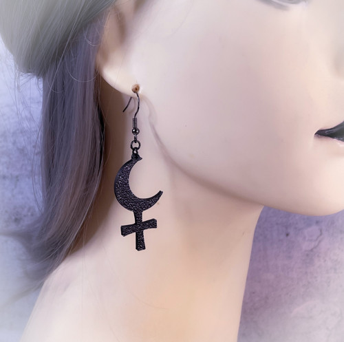Náušnice Goth měsíc s křížem — foto 3