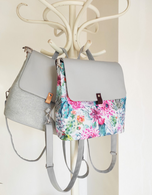 Vanessa backpack šedá s tkanou látkou — foto 4