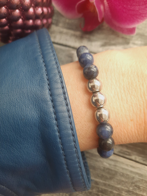 Náramek NAVY*sodalit*hematit — foto 3