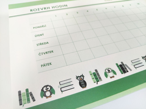 Rozvrh hodin - Sovy (zelená) A5 — foto 3