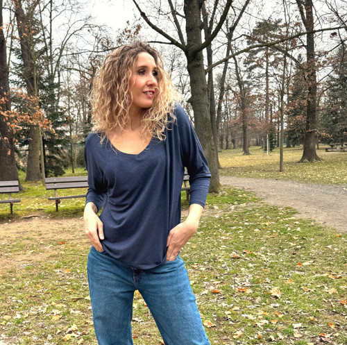 Netopýří tunika modrá melange — foto 6
