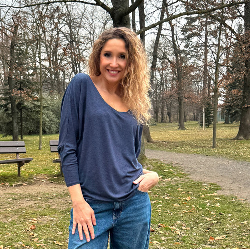 Netopýří tunika modrá melange — foto 4
