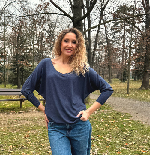 Netopýří tunika modrá melange — foto 3