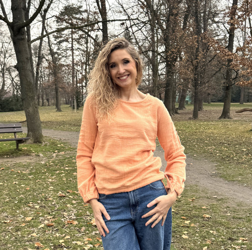 Top mušelín s vázáním meruňka — foto 2