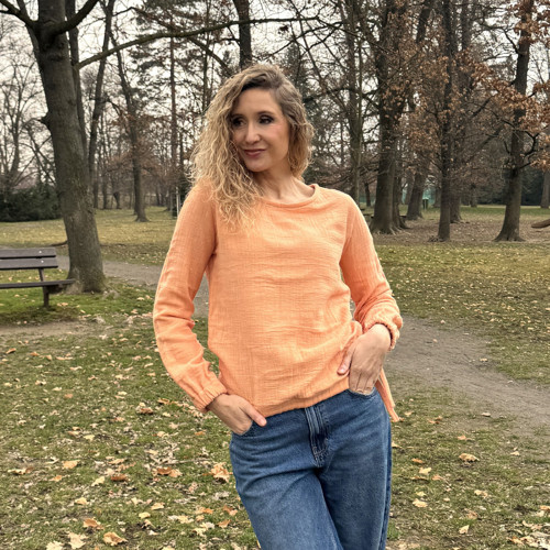 Top mušelín s vázáním meruňka — foto 5